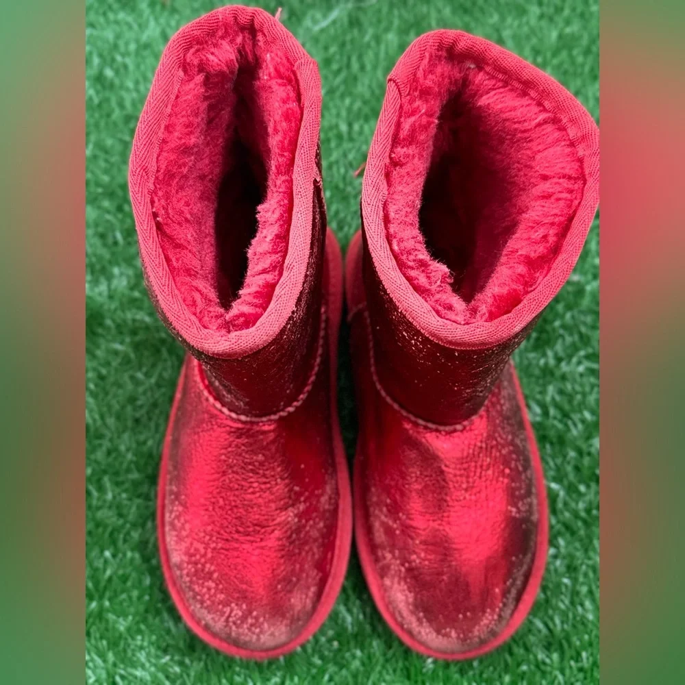 Kid's‎ UGG CLASSIC II METALLIC SPARKLE RED BOOTS- Size  1 #1125372K